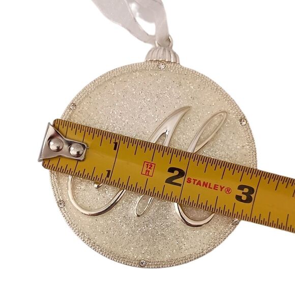 Cracker Barrel Letter M Ornament Christmas Pale Gold Tone Crystals Sparkly NEW. - Picture 2 of 14